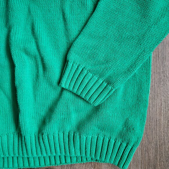 Chaps 100% cotton green men's quarter zip knit sweater size medium - Picture 4 of 6